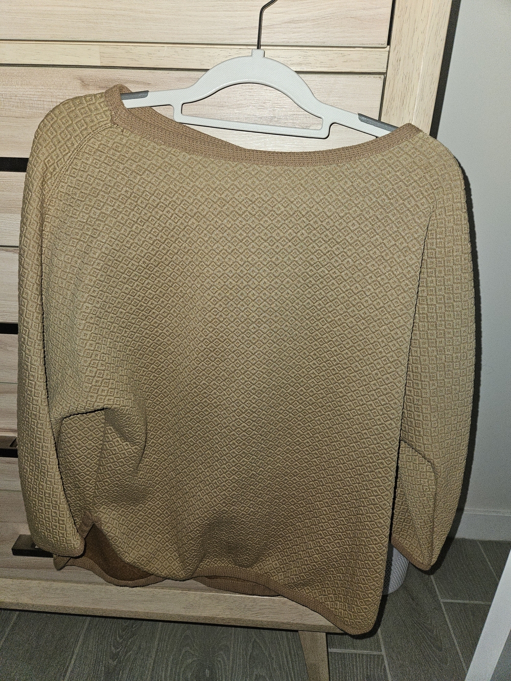 Max Studio Off-the-Shoulder Textured Sweater in Camel